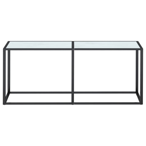 vidaXL Console Table White Marble 180x35x75.5cm Tempered Glass