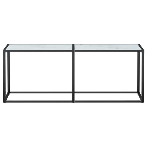 vidaXL Console Table White Marble 200x35x75.5cm Tempered Glass