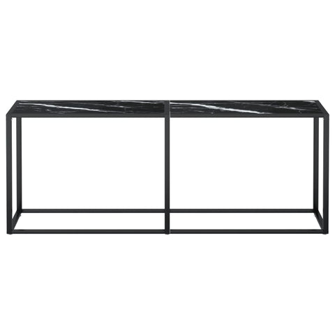 vidaXL Console Table Black Marble 200x35x75.5cm Tempered Glass