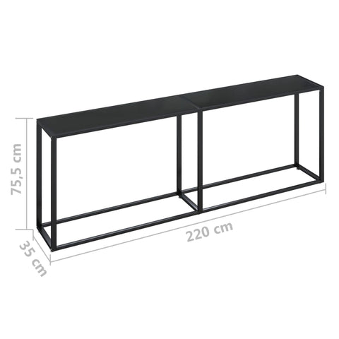 vidaXL Console Table Black 220x35x75.5cm Tempered Glass