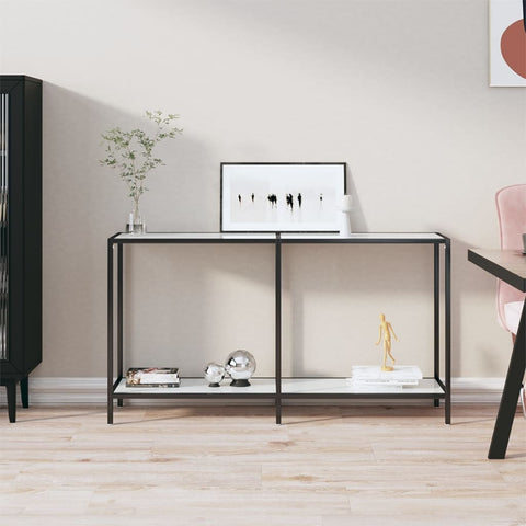 vidaXL Console Table White 140x35x75.5 cm Tempered Glass