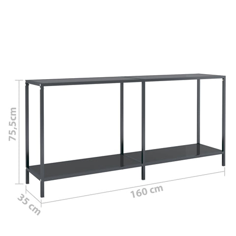 vidaXL Console Table Black 160x35x75.5 cm Tempered Glass