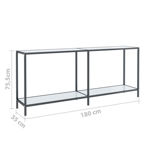 vidaXL Console Table White 180x35x75.5 cm Tempered Glass