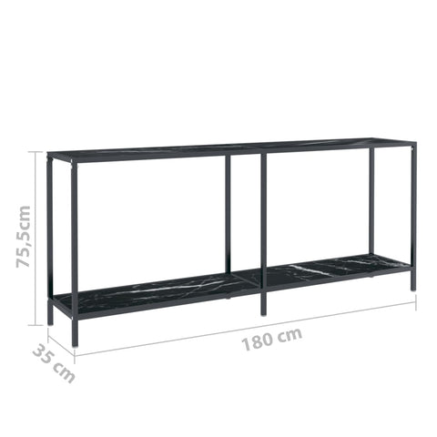 vidaXL Console Table Black 180x35x75.5 cm Tempered Glass