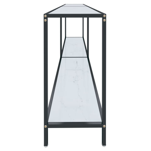 vidaXL Console Table White 220x35x75.5 cm Tempered Glass