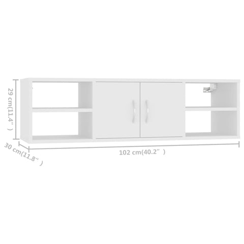 vidaXL Wall Shelf White 102x30x29 cm Engineered Wood