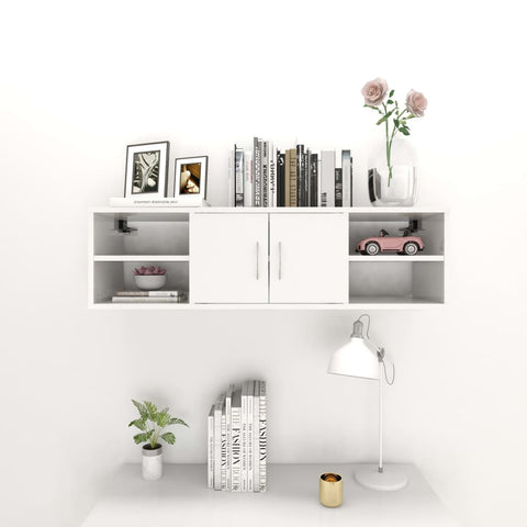 vidaXL Wall Shelf High Gloss White 102x30x29 cm Engineered Wood