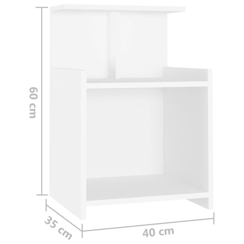 vidaXL Bed Cabinet White 40x35x60 cm Engineered Wood