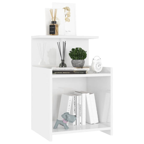 vidaXL Bed Cabinet High Gloss White 40x35x60 cm Engineered Wood