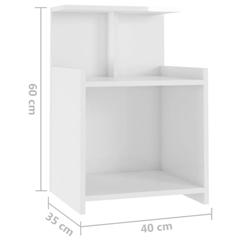 vidaXL Bed Cabinet High Gloss White 40x35x60 cm Engineered Wood