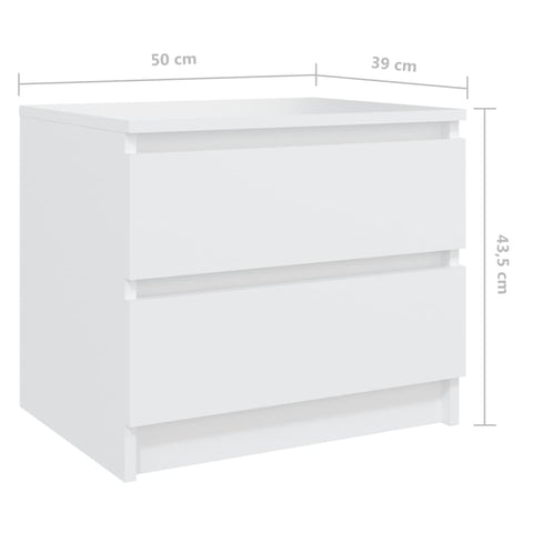 vidaXL Bed Cabinets 2 pcs White 50x39x43.5 cm Engineered Wood