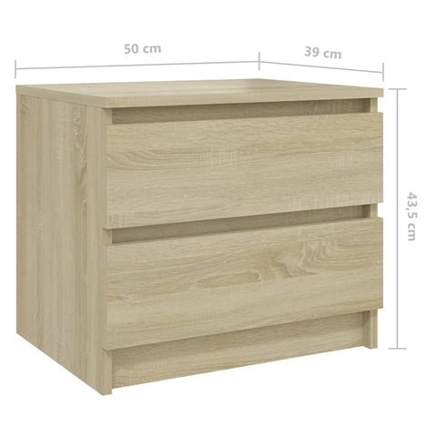 vidaXL Bed Cabinets 2 pcs Sonoma Oak 50x39x43.5 cm Engineered Wood