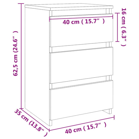 vidaXL Bed Cabinets 2 pcs Sonoma Oak 40x35x62.5 cm Engineered Wood
