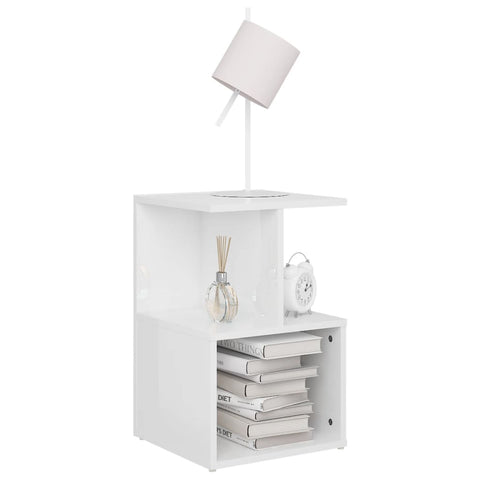 vidaXL Bedside Cabinet High Gloss White 35x35x55 cm Engineered Wood