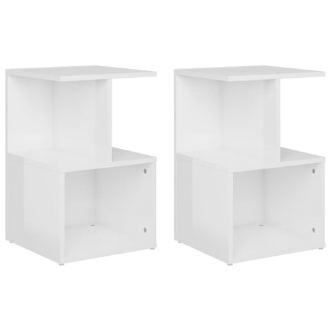 vidaXL Bedside Cabinets 2 pcs High Gloss White 35x35x55 cm Engineered Wood