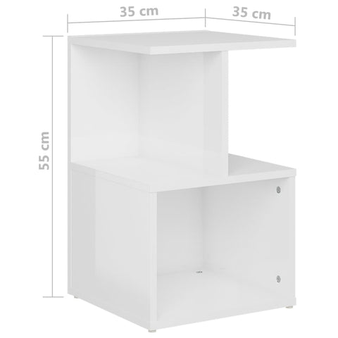 vidaXL Bedside Cabinets 2 pcs High Gloss White 35x35x55 cm Engineered Wood