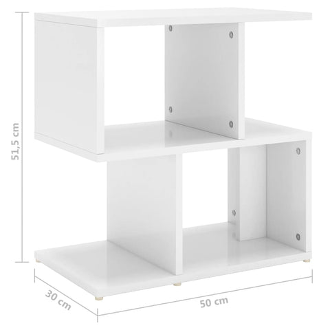 vidaXL Bedside Cabinet High Gloss White 50x30x51.5 cm Engineered Wood