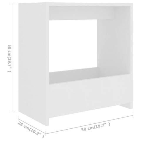 vidaXL Side Table White 50x26x50 cm Engineered Wood