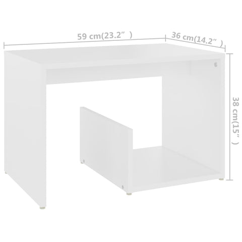 vidaXL Side Table White 59x36x38 cm Engineered Wood