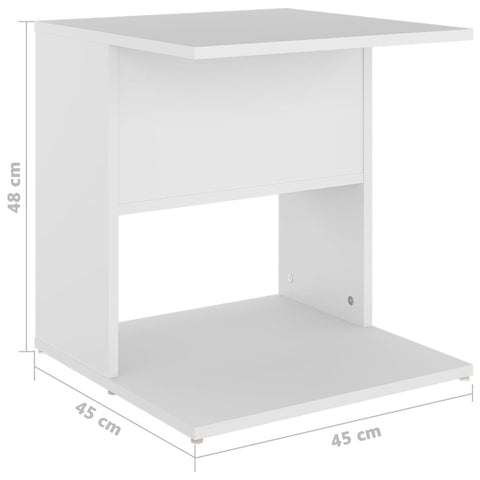 vidaXL Side Table White 45x45x48 cm Engineered Wood