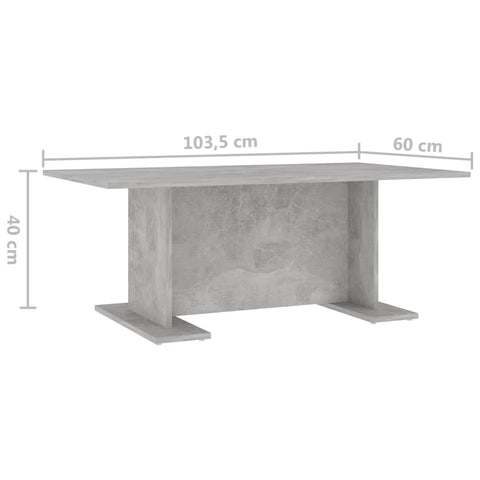 vidaXL Coffee Table Concrete Grey 103.5x60x40 cm Engineered Wood