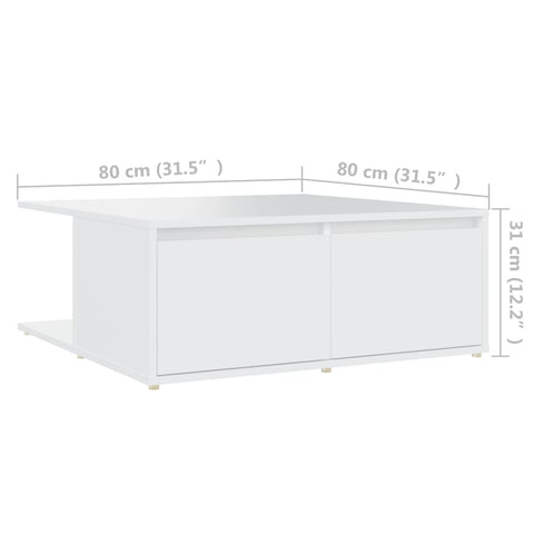 vidaXL Coffee Table White 80x80x31 cm Engineered Wood