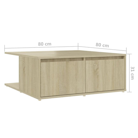 vidaXL Coffee Table Sonoma Oak 80x80x31 cm Engineered Wood