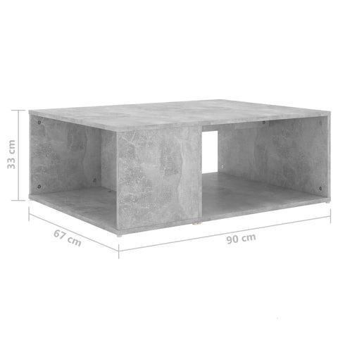 vidaXL Coffee Table Concrete Grey 90x67x33 cm Engineered Wood
