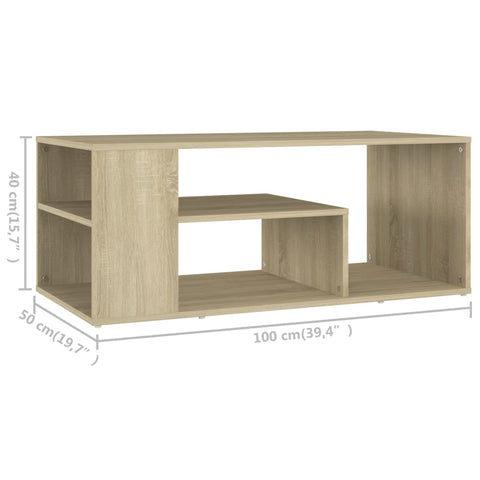 vidaXL Coffee Table Sonoma Oak 100x50x40 cm Engineered Wood