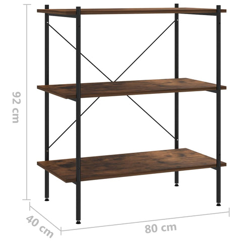 vidaXL 3-Tier Shelving Unit Black and Dark Wood 80x40x92 cm