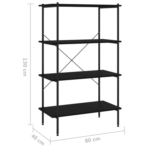 vidaXL 4-Tier Shelving Unit Black 80x40x130 cm