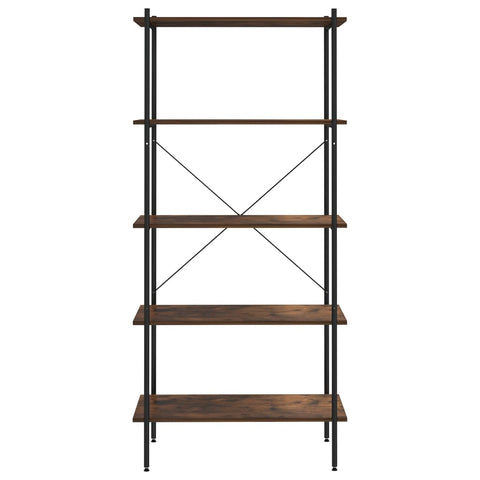vidaXL 5-Tier Shelving Unit Black and Dark Wood 80x40x163 cm