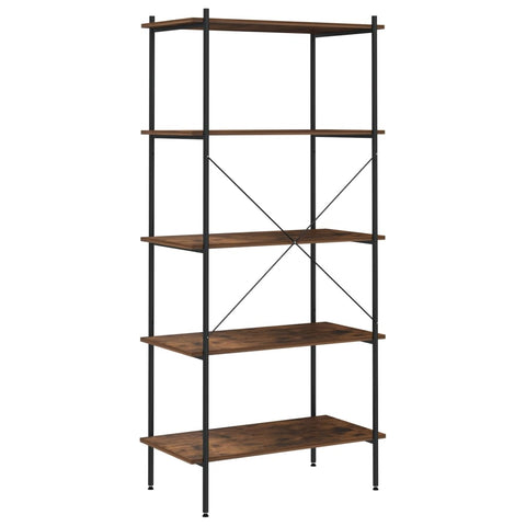 vidaXL 5-Tier Shelving Unit Black and Dark Wood 80x40x163 cm
