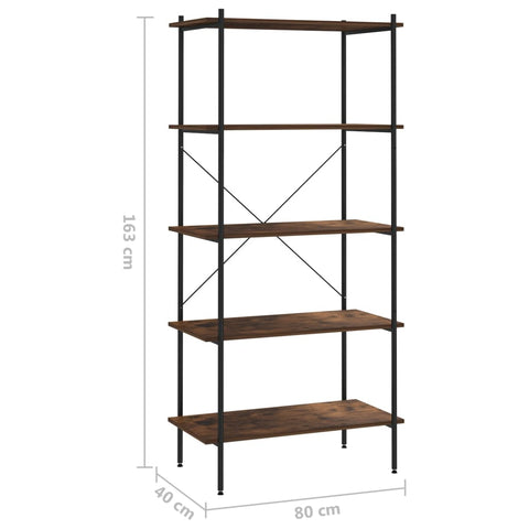 vidaXL 5-Tier Shelving Unit Black and Dark Wood 80x40x163 cm
