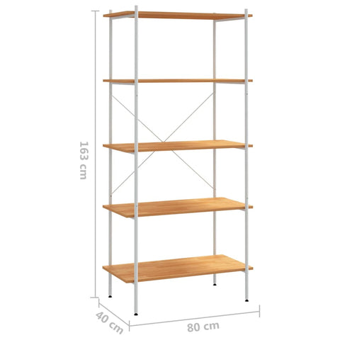 vidaXL 5-Tier Shelving Unit White and Oak 80x40x163 cm