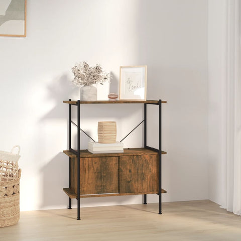 vidaXL 3-Tier Shelving Unit with Cabinet 80x40x92 cm Steel and Engineered Wood