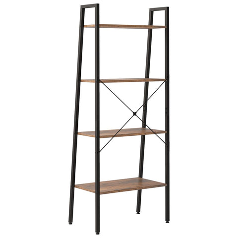 vidaXL 4-Tier Standing Shelf Dark Brown and Black 56x35x140 cm