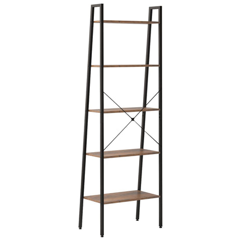 vidaXL 5-Tier Standing Shelf Dark Brown and Black 56x35x174 cm