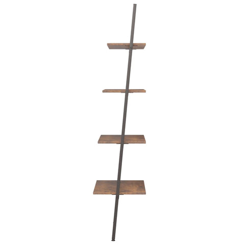 vidaXL 4-Tier Leaning Shelf Dark Brown and Black 64x34x150.5 cm