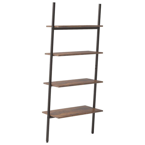 vidaXL 4-Tier Leaning Shelf Dark Brown and Black 64x34x150.5 cm