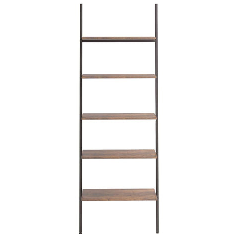 vidaXL 5-Tier Leaning Shelf Dark Brown and Black 64x34x185.5 cm