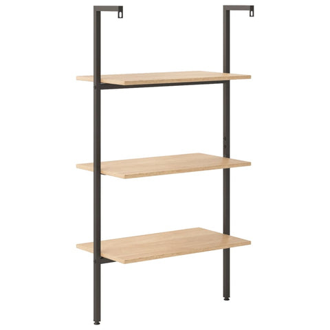 vidaXL 3-Tier Leaning Shelf Light Brown and Black 64x35x120.5 cm