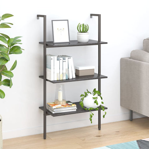 vidaXL 3-Tier Leaning Shelf Black 64x35x120.5 cm