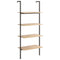 vidaXL 4-Tier Leaning Shelf Light Brown and Black 64x35x152.5 cm
