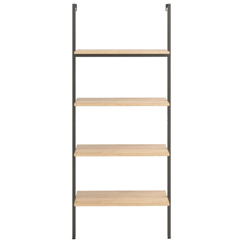 vidaXL 4-Tier Leaning Shelf Light Brown and Black 64x35x152.5 cm