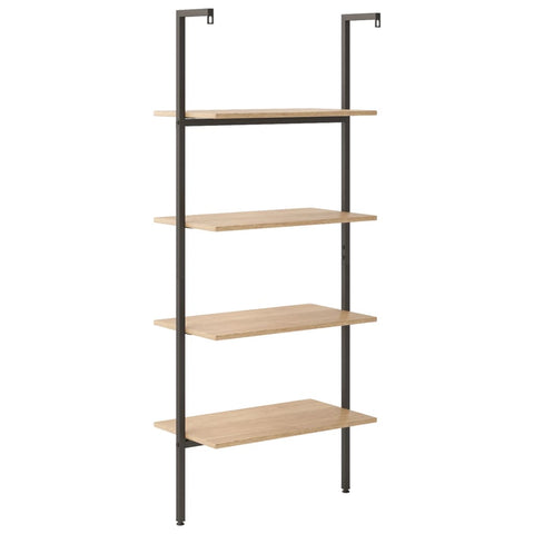 vidaXL 4-Tier Leaning Shelf Light Brown and Black 64x35x152.5 cm