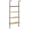vidaXL 4-Tier Leaning Shelf Light Brown and Black 64x35x152.5 cm