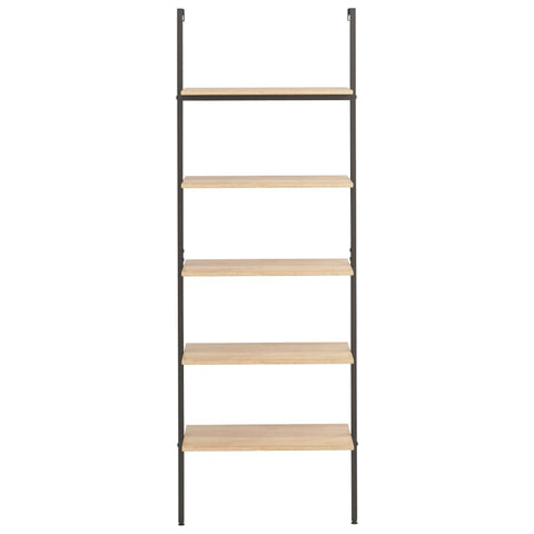 vidaXL 5-Tier Leaning Shelf Light Brown and Black 64x35x185 cm
