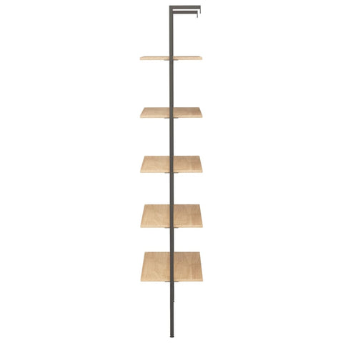 vidaXL 5-Tier Leaning Shelf Light Brown and Black 64x35x185 cm