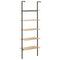 vidaXL 5-Tier Leaning Shelf Light Brown and Black 64x35x185 cm